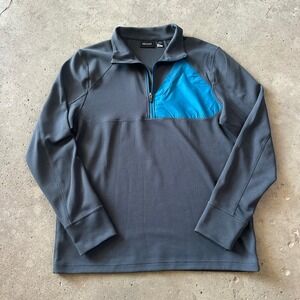 Marmot Pullover Mens Large Gray Blue Quarter‎ Zip Textured Fleece Chest Pocket